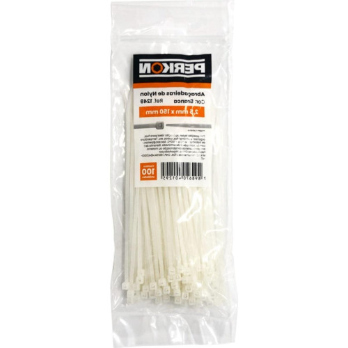 Abracadeira Nylon Perkon Branca 2,5X150 100 Pecas 1249