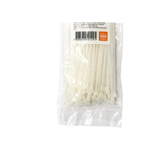 Abracadeira Nylon Perkon Branca 2,5X150 100 Pecas 1249