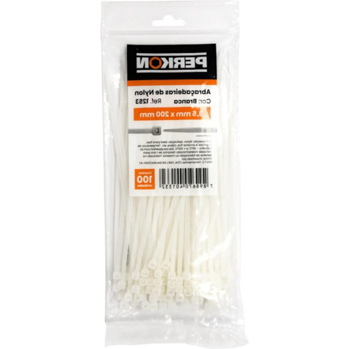 Abracadeira Nylon Perkon Branca 3,5X200 100 Pecas 1253