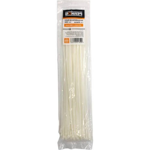 Abracadeira Nylon Perkon Branca 3,5X400 100 Pecas 1256