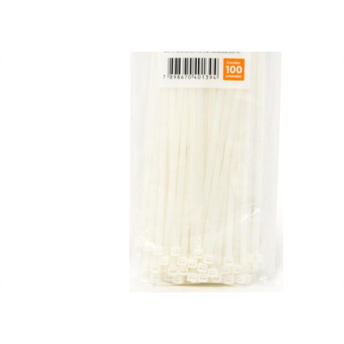 Abracadeira Nylon Perkon Branca 4,8X250 100 Pecas 1259