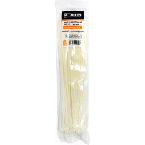 Abracadeira Nylon Perkon Branca 4,8X400 100 Pecas 1262