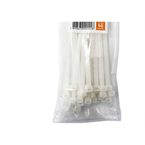 Abracadeira Nylon Perkon Branca 7,6X250 50 Pecas 1264