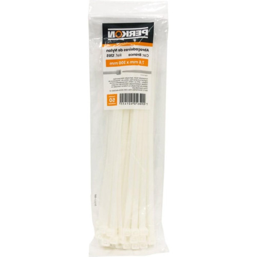 Abracadeira Nylon Perkon Branca 7,6X300 50 Pecas 1265