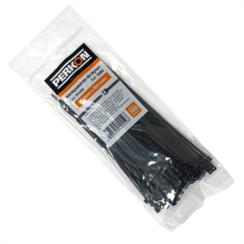 Abracadeira Nylon Perkon Preta 2,5X150 100 Pecas 12 1280