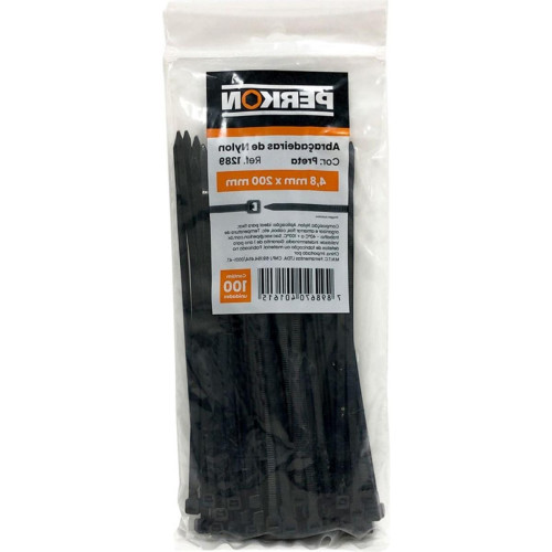 Abracadeira Nylon Perkon Preta 4,8X200 100 Pecas 1289
