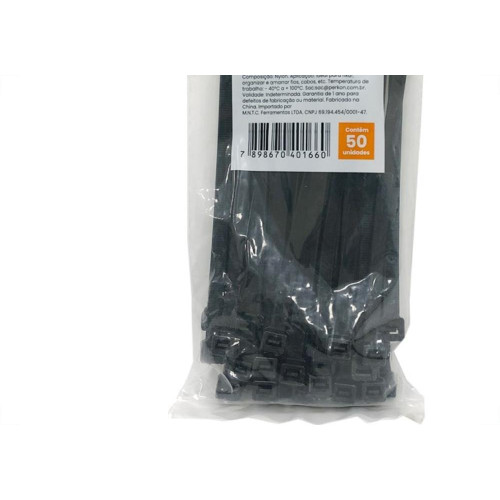 Abracadeira Nylon Perkon Preta 7,6X200 50Pecas 1294