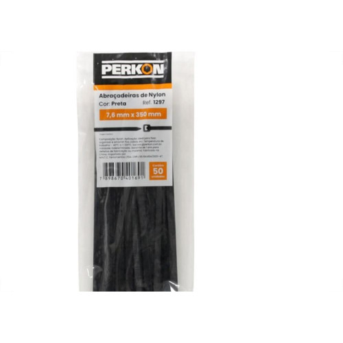 Abracadeira Nylon Perkon Preta 7,6X350 50Pecas 1297