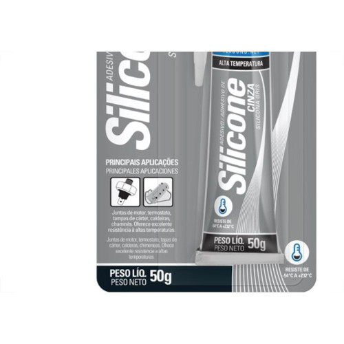 Cola Silicone Tekbond 50G Alta Temperatura Cinza 