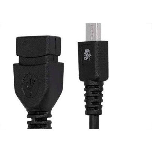 Cabo Micro Usb Mobile - Micro Usb + Usb A Femea - 17Cm - Preto 018-0112