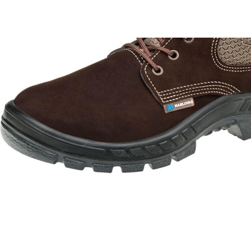 Botina Marluvas Nubuck Com Cadarco ''35'' Bico Plastico Cafe 700312-35