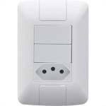 Conjunto Tramontina Aria 4X2 Branco Com Placa (2 Simples+Tomada) 57241/073