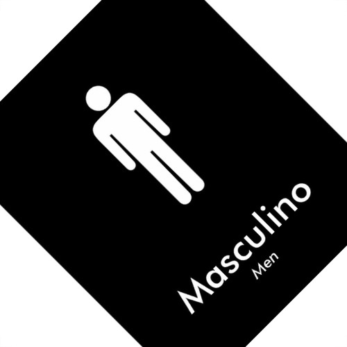 Placa Sinalizacao Poliestireno 15X18 ''Masculino (Portugues/Ingles)'' Blk02
