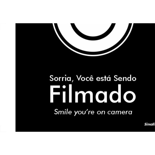 Placa Sinalizacao Poliestireno 15X18 ''Sorria Vc Esta Sendo Filmado (Portugues/Ingles)'' Blk06