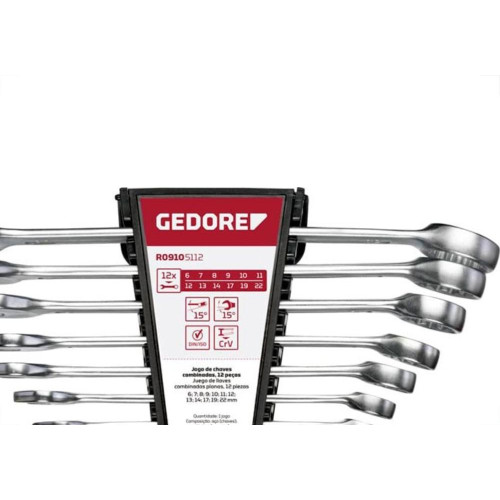 Chave Combinada Gedore Red 6A22 14B Kit Com 12Pecas 