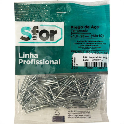 Prego Aco Sforplast Com Cabeca  12X10 (1,80X23mm)   100pcs 