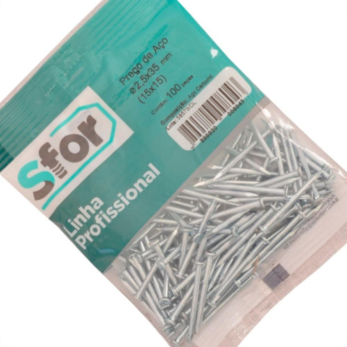 Prego Aco Sforplast Com Cabeca  15X15 (2,40X34mm)   100pcs 