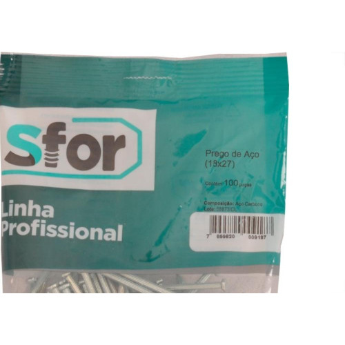 Prego Aco Sforplast Com Cabeca  18X27 (3,40X62mm)   100pcs 