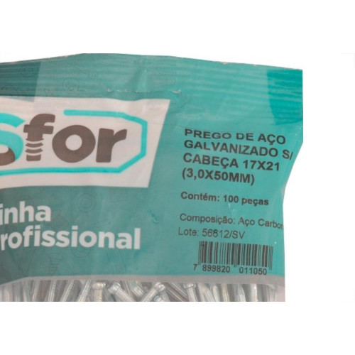 Prego Aco Sforplast Sem Cabeca  17X21 (3,00X48mm)   100pcs 4959