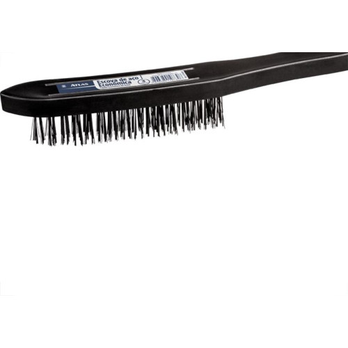 Escova Aco Atlas Plastica Com Cabo 3 Filas 1820/3 - Kit C/12 