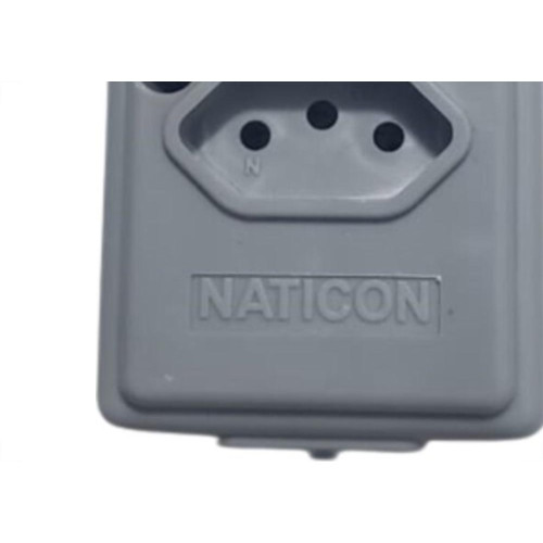 Tomada Barra Naticon   Dupla 10A 2 Polos +Terra Cinza 606