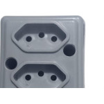 Tomada Barra Naticon   Dupla 10A 2 Polos +Terra Cinza 606