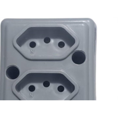 Tomada Barra Naticon   Dupla 10A 2 Polos +Terra Cinza 606