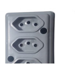 Tomada Barra Naticon   Tripla 10A 2 Polos +Terra Cinza 607