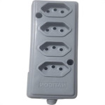 Tomada Barra Naticon   Quadrupla 10A 2 Polos +Terra Cinza 608