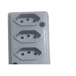 Tomada Barra Naticon   Quadrupla 10A 2 Polos +Terra Cinza 608