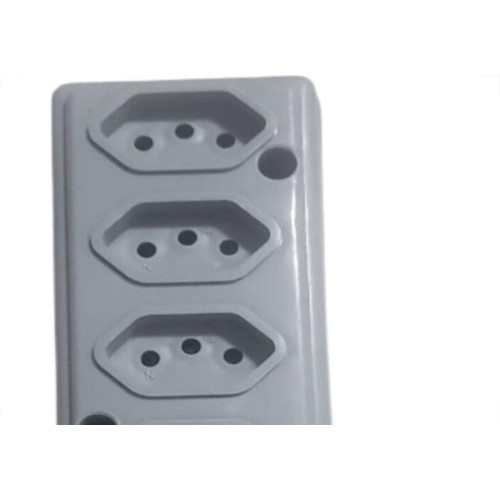 Tomada Barra Naticon   Quadrupla 10A 2 Polos +Terra Cinza 608
