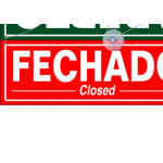 Placa Sinalizacao Poliestireno 10X320 ''Aberto/Fechado Com Fio De Nylon E Ventosa 250Cf