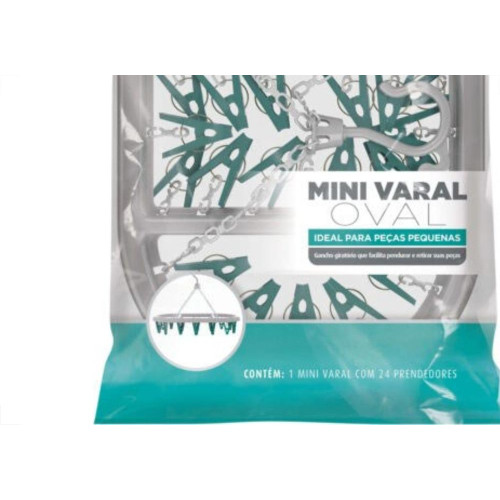 Varal Flashlimp Mini ''Oval''Com 24 Prendedores Lav6803