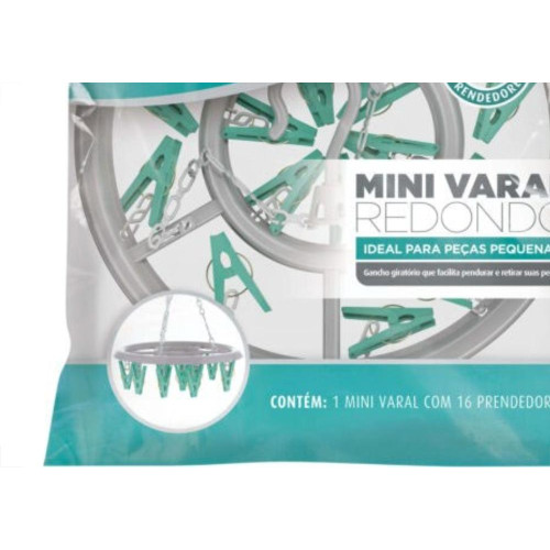 Varal Flashlimp Mini ''Redondo''Com 16 Prendedores Lav6810