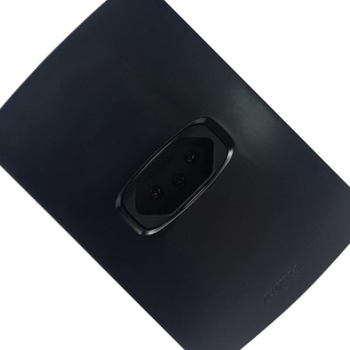 Conjunto Alumbra Gracia Maxx 4X2 Preto Com Placa 1 Tomada 10A 85680