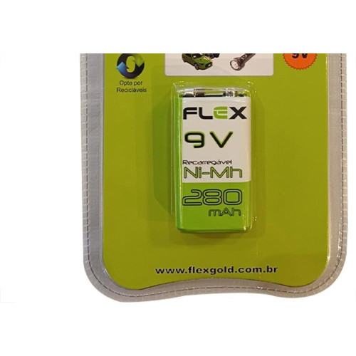 Pilha Recarregavel Flexgold Bateria 9V Com 1 Peca 280Mah Fx-9V/28B1