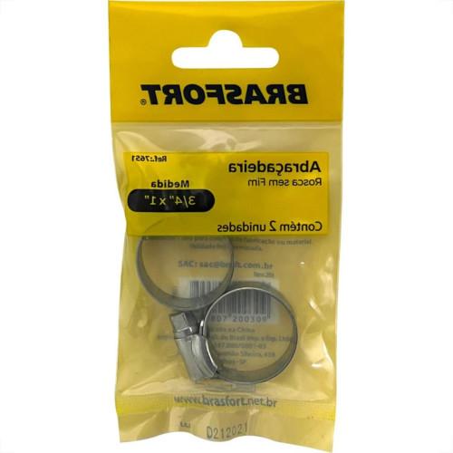 Cartela Abracadeira Rosca Sem Fim Brasfort  3/4 X 1'' Cartela Com 2 Pecas 7651