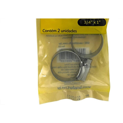 Cartela Abracadeira Rosca Sem Fim Brasfort  3/4 X 1'' Cartela Com 2 Pecas 7651