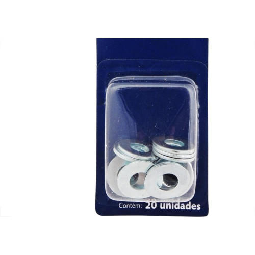 Cartela Arruela Lisa Zincada Brasfort  1/4'' Cartela Com 20 Pecas 7655