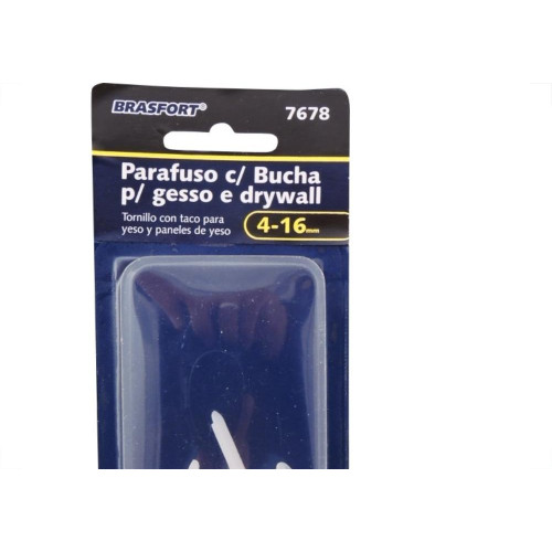 Cartela Bucha Fixacao Drywal Brasfort 04-16Mm+Parafuso Phillips Kit 4 Pecas 7678