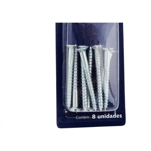 Cartela Parafuso Madeira Brasfort Cabeca Chata Fenda 4,2X40 Cartela Com 8 Pecas 7683