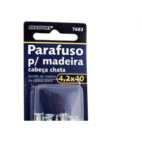 Cartela Parafuso Madeira Brasfort Cabeca Chata Fenda 4,2X40 Cartela Com 8 Pecas 7683