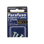 Cartela Parafuso Rosca Maquina Brasfort   Redonda 5/32 X 1+Porca+Arruela Cartela Com 10 Pecas 7726