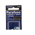 Cartela Parafuso Rosca Maquina Brasfort   Redonda 3/16 X 5/8+Porca+Arruela Cartela Com 10 Pecas 7728