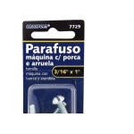 Cartela Parafuso Rosca Maquina Brasfort   Redonda 3/16 X 1+Porca+Arruela Cartela Com 10 Pecas 7729