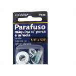 Cartela Parafuso Rosca Maquina Brasfort   Redonda 1/4 X 5/8+Porca+Arruela Cartela Com 8 Pecas 7730