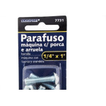 Cartela Parafuso Rosca Maquina Brasfort Tam.G Redonda 1/4 X 1+Porca+Arruela Cartela Com 6 Pecas 7731