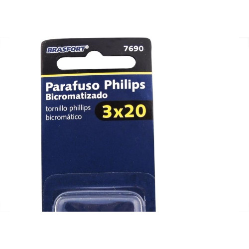 Cartela Parafuso Chipboard Brasfort Cabeca Chata Philips 3,0X20 Cartela Com 20 Pecas 7690