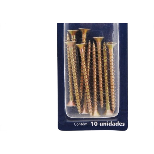 Cartela Parafuso Chipboard Brasfort Cabeca Chata Philips 4,0X45 Cartela Com 10 Pecas 7697