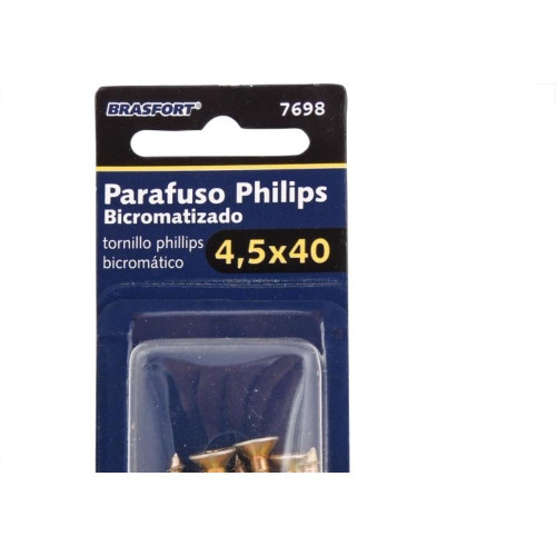Cartela Parafuso Chipboard Brasfort Cabeca Chata Philips 4,5X40 Cartela Com 7 Pecas 7698